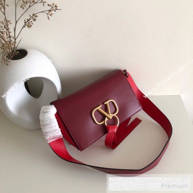 Valentino VRing Large Flap Crossbody Bag Burgundy/Red 2019 (JJ3-9053052)