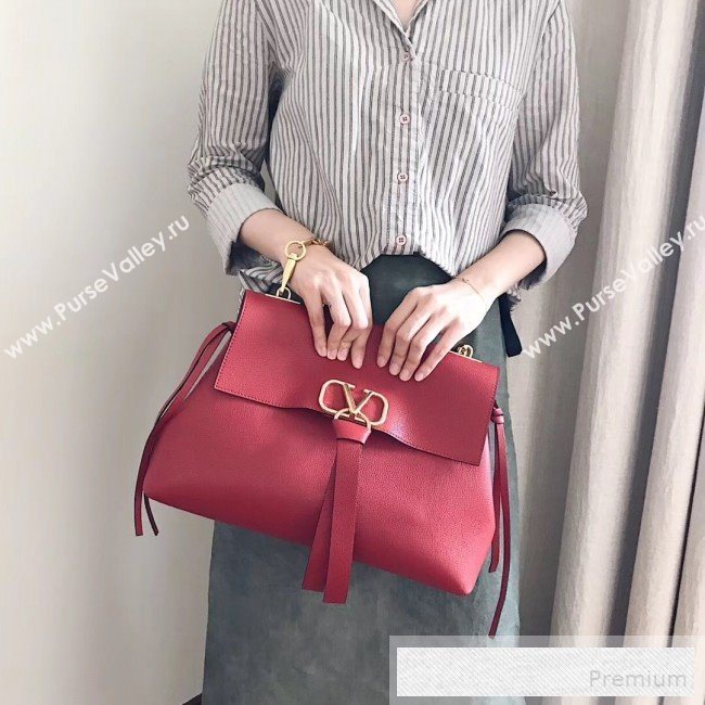 Valentino Medium VRing Grainy Calfskin Chain Shoulder Bag Red 2019 (JJ3-9053054)