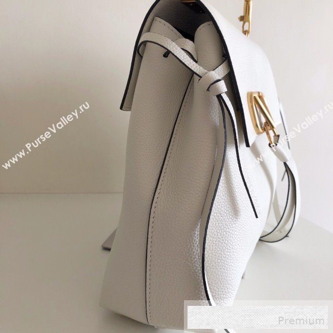 Valentino Medium VRing Grainy Calfskin Chain Shoulder Bag White 2019 (JJ3-9053053)