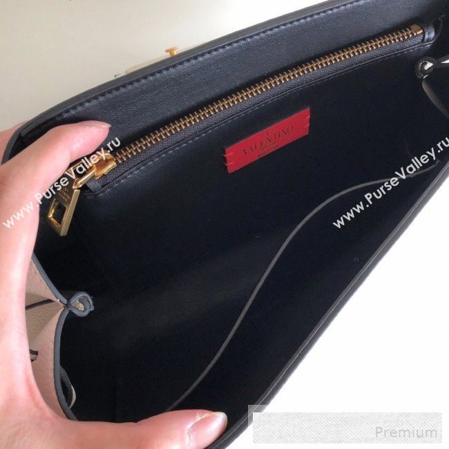 Valentino Medium VRing Grainy Calfskin Chain Shoulder Bag White 2019 (JJ3-9053053)