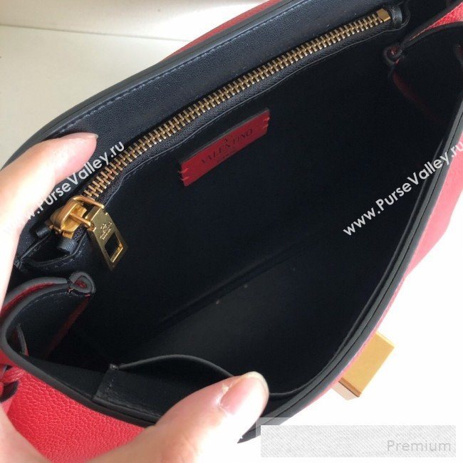 Valentino Medium VRing Grainy Calfskin Chain Shoulder Bag Red 2019 (JJ3-9053054)
