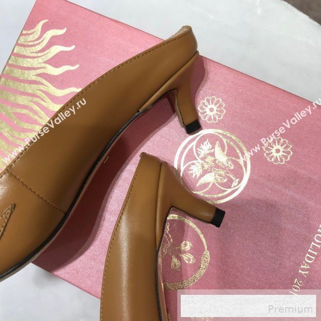 Gucci Zumi Leather Heel Mules with G Horsebit ‎577053 Brown 2019 (ANDI-9060142)