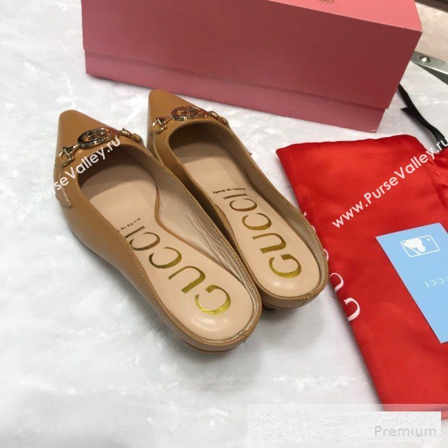 Gucci Zumi Leather Heel Mules with G Horsebit ‎577053 Brown 2019 (ANDI-9060142)