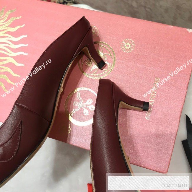 Gucci Zumi Leather Heel Mules with G Horsebit ‎577053 Burgundy 2019 (ANDI-9060145)