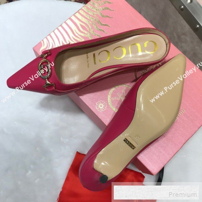 Gucci Zumi Leather Heel Mules with G Horsebit ‎577053 Red 2019 (ANDI-9060143)