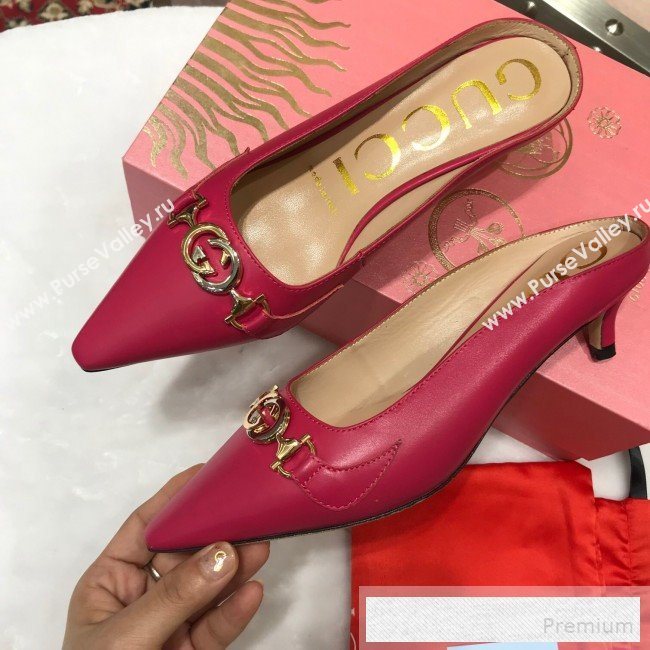 Gucci Zumi Leather Heel Mules with G Horsebit ‎577053 Red 2019 (ANDI-9060143)