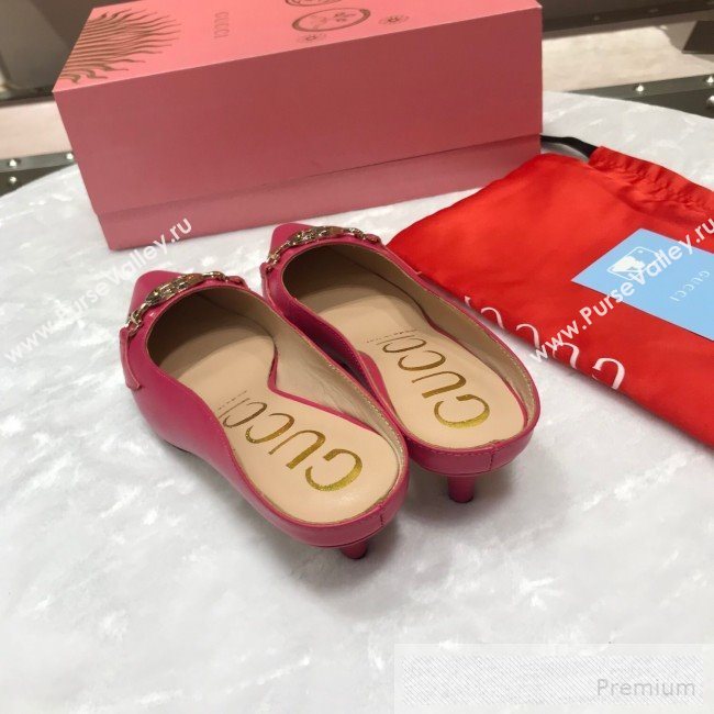 Gucci Zumi Leather Heel Mules with G Horsebit ‎577053 Red 2019 (ANDI-9060143)
