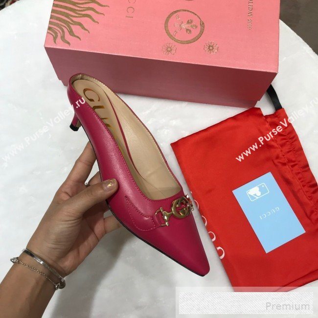 Gucci Zumi Leather Heel Mules with G Horsebit ‎577053 Red 2019 (ANDI-9060143)