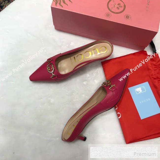 Gucci Zumi Leather Heel Mules with G Horsebit ‎577053 Red 2019 (ANDI-9060143)