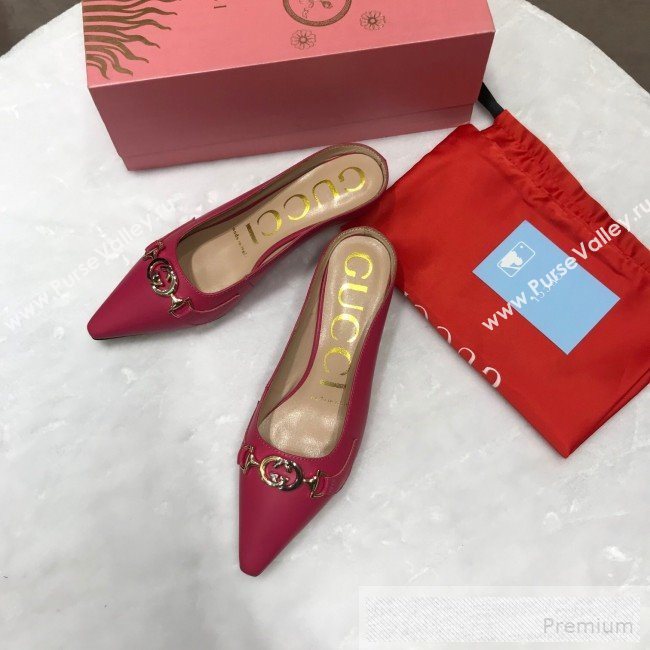 Gucci Zumi Leather Heel Mules with G Horsebit ‎577053 Red 2019 (ANDI-9060143)