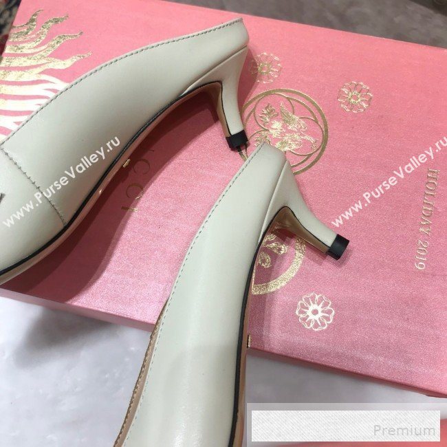 Gucci Zumi Leather Heel Mules with G Horsebit ‎577053 White 2019 (ANDI-9060144)