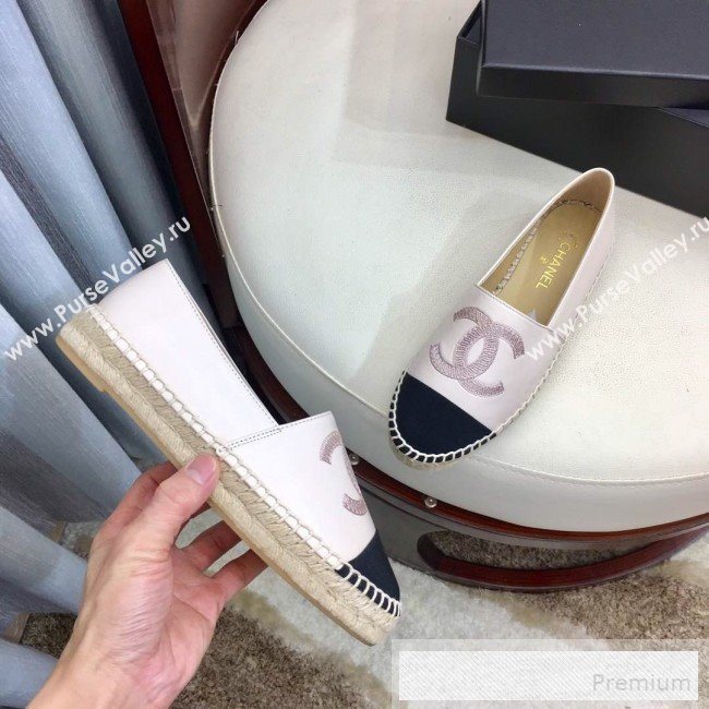 Chanel Leather & Fabric Embroidered CC Classic Espadrilles White 2019 (1050-9053180)