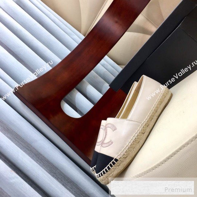 Chanel Leather & Fabric Embroidered CC Classic Espadrilles White 2019 (1050-9053180)