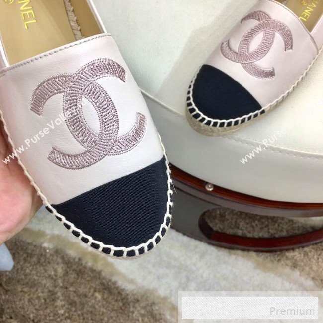 Chanel Leather & Fabric Embroidered CC Classic Espadrilles White 2019 (1050-9053180)