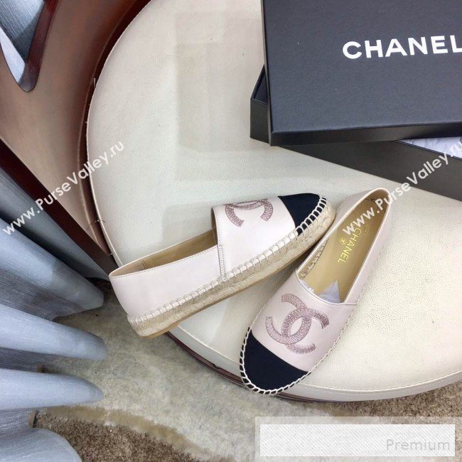 Chanel Leather & Fabric Embroidered CC Classic Espadrilles White 2019 (1050-9053180)
