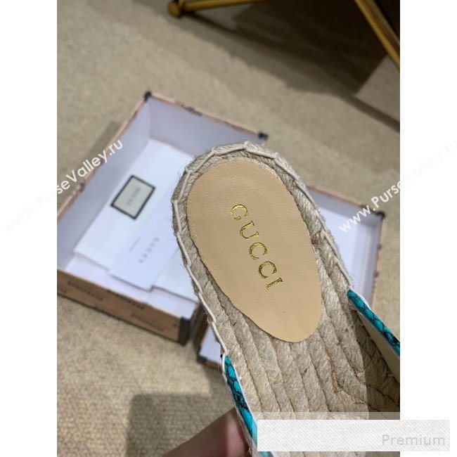 Gucci Chevron Raffia Flat Espadrille Mules with Double G 578554 White 2019 (HANB-9060109)