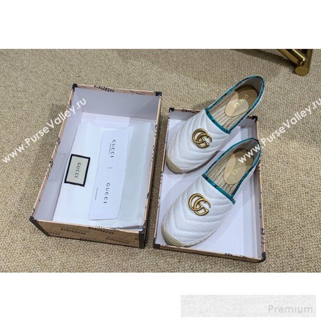 Gucci Chevron Raffia Flat Espadrilles with Double G 578547 White 2019 (HANB-9060115)