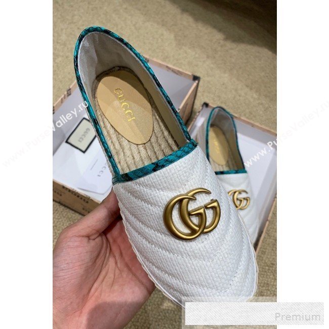 Gucci Chevron Raffia Flat Espadrilles with Double G 578547 White 2019 (HANB-9060115)