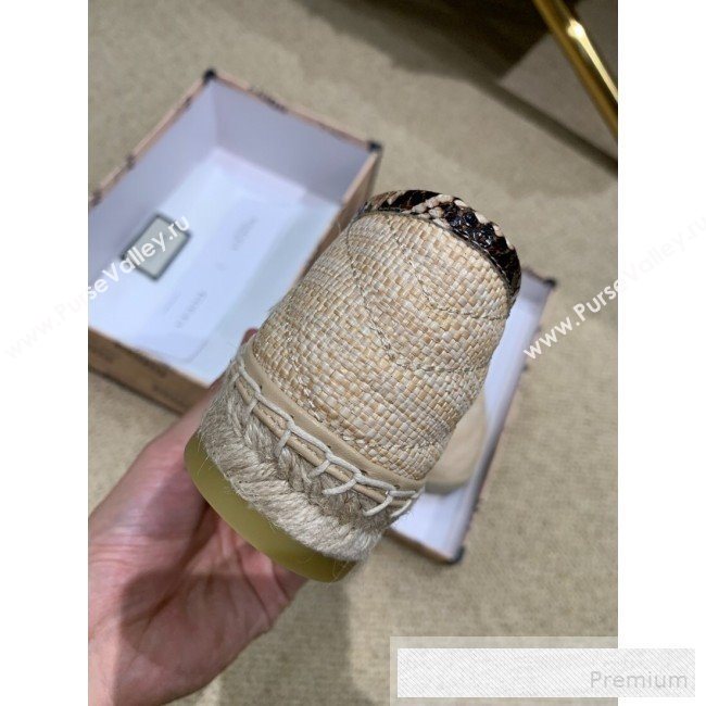 Gucci Chevron Raffia Flat Espadrilles with Double G 578547 Natural Beige 2019 (HANB-9060120)
