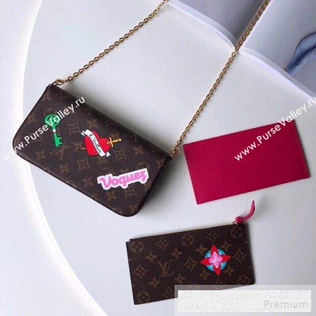 Louis Vuitton Monogram Canvas Pochette Félicie Chain Wallet WOC with Voyager Applique M61276 (KIKI-9053060)