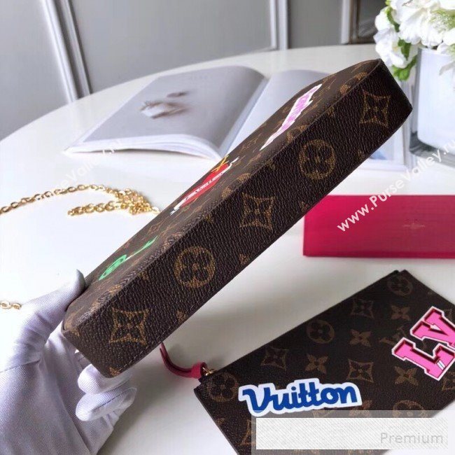 Louis Vuitton Monogram Canvas Pochette Félicie Chain Wallet WOC with Voyager Applique M61276 (KIKI-9053060)