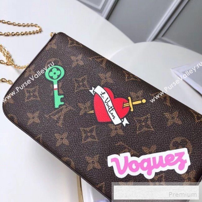 Louis Vuitton Monogram Canvas Pochette Félicie Chain Wallet WOC with Voyager Applique M61276 (KIKI-9053060)