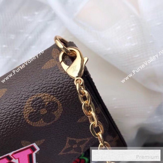 Louis Vuitton Monogram Canvas Pochette Félicie Chain Wallet WOC with Voyager Applique M61276 (KIKI-9053060)