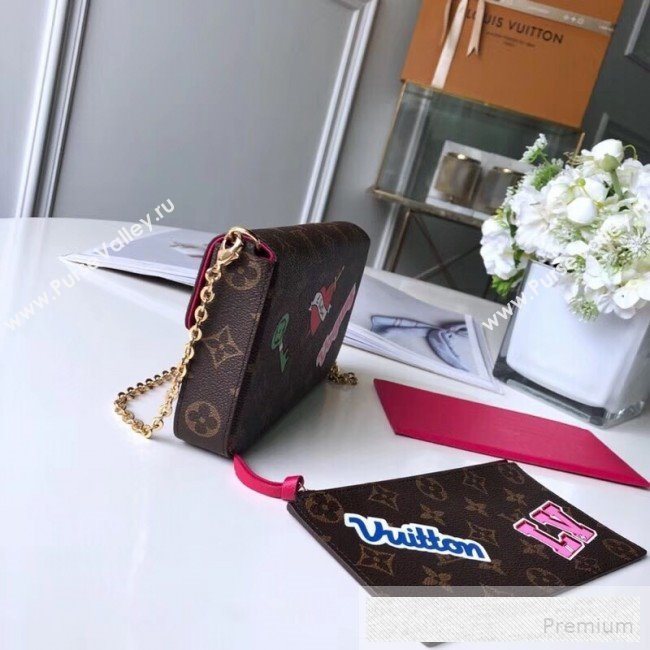 Louis Vuitton Monogram Canvas Pochette Félicie Chain Wallet WOC with Voyager Applique M61276 (KIKI-9053060)