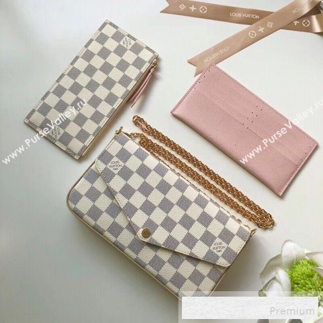 Louis Vuitton Pochette Félicie Chain Wallet WOC in Damier Azur Canvas N63106 (KIKI-9053061)