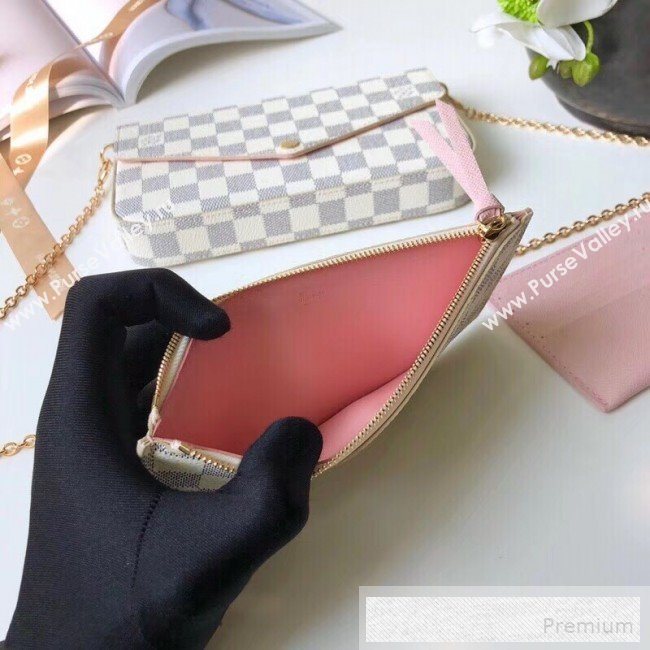 Louis Vuitton Pochette Félicie Chain Wallet WOC in Damier Azur Canvas N63106 (KIKI-9053061)