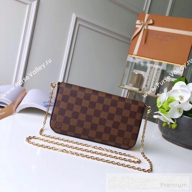 Louis Vuitton Pochette Félicie Chain Wallet WOC in Damier Ebene Canvas N63032 (KIKI-9053062)