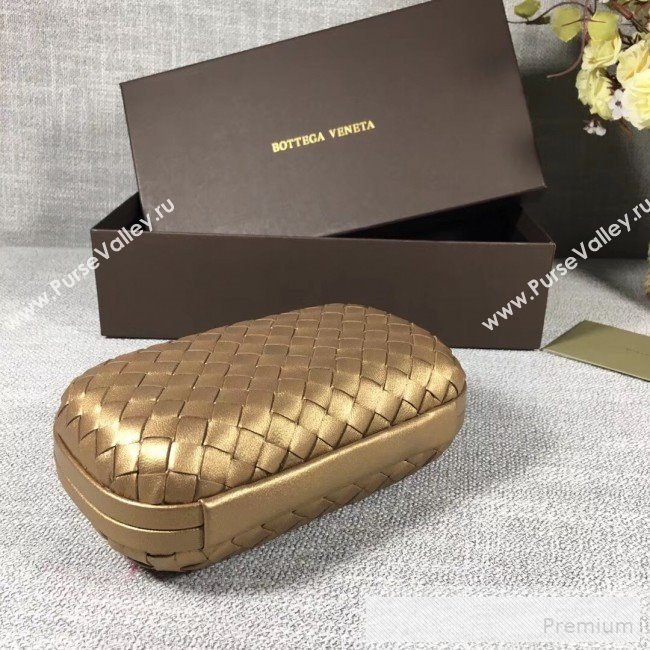 Bottega Veneta Small Lambskin Woven Knot Clutch Bronze Gold  (WT-9053105)