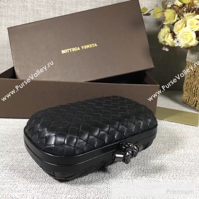 Bottega Veneta Small Lambskin Woven Knot Clutch Black (WT-9053107)