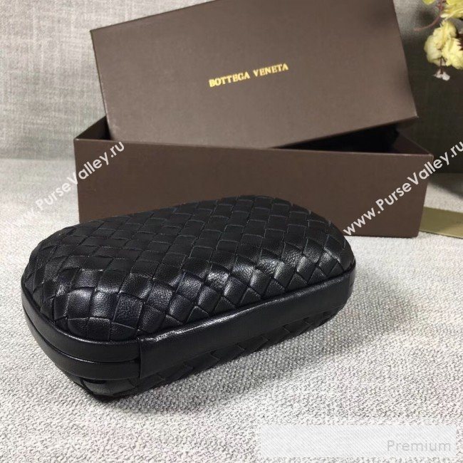 Bottega Veneta Small Lambskin Woven Knot Clutch Black (WT-9053107)