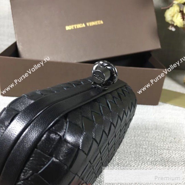 Bottega Veneta Small Lambskin Woven Knot Clutch Black (WT-9053107)