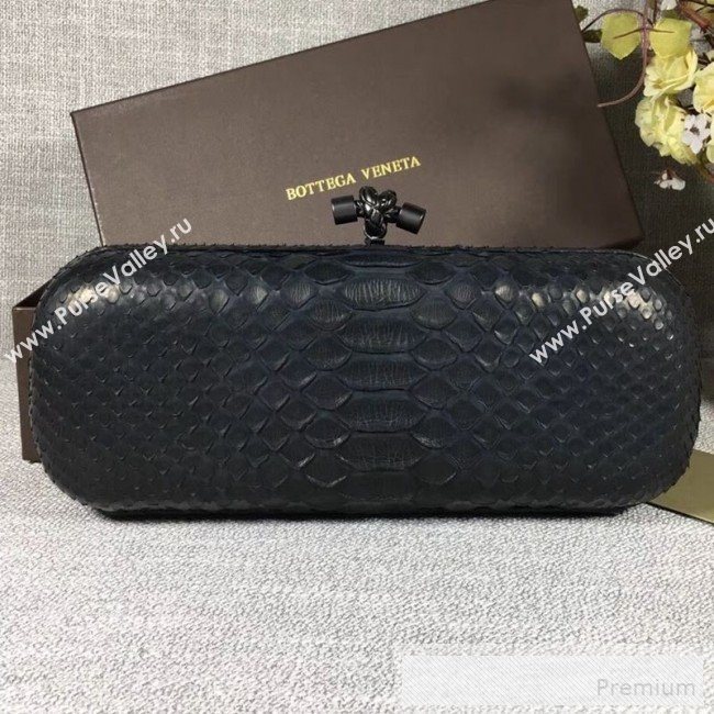 Bottega Veneta Large Snakeskin Woven Knot Clutch Black (WT-9053112)