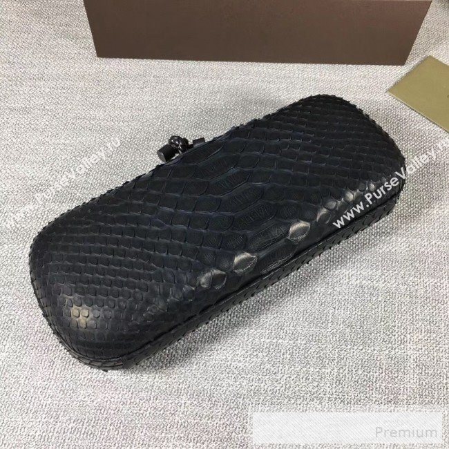 Bottega Veneta Large Snakeskin Woven Knot Clutch Black (WT-9053112)