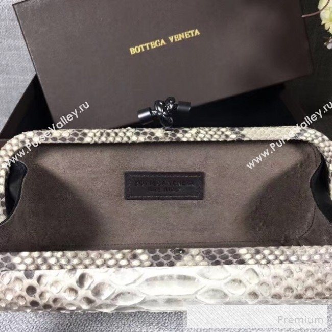 Bottega Veneta Large Snakeskin Woven Knot Clutch Grey/White (WT-9053114)