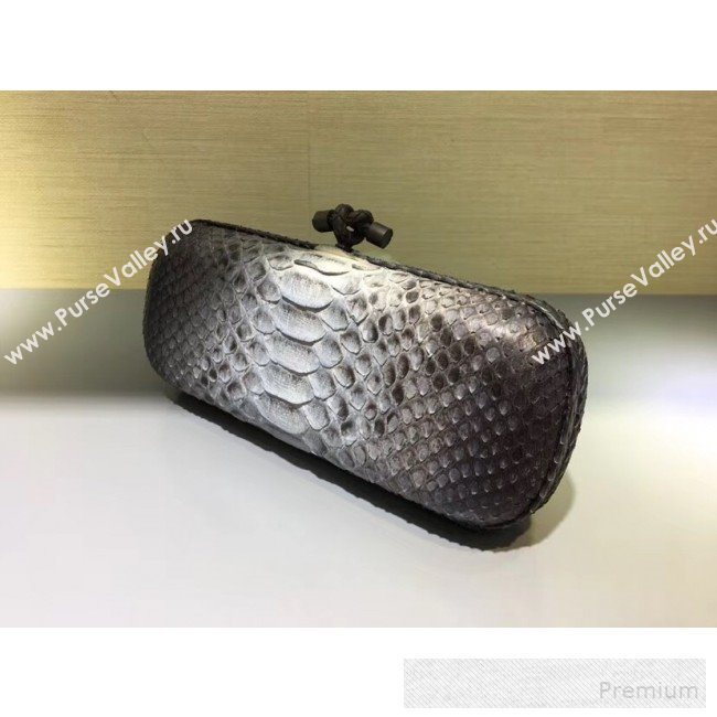 Bottega Veneta Large Snakeskin Woven Knot Clutch Grey/White (WT-9053118)