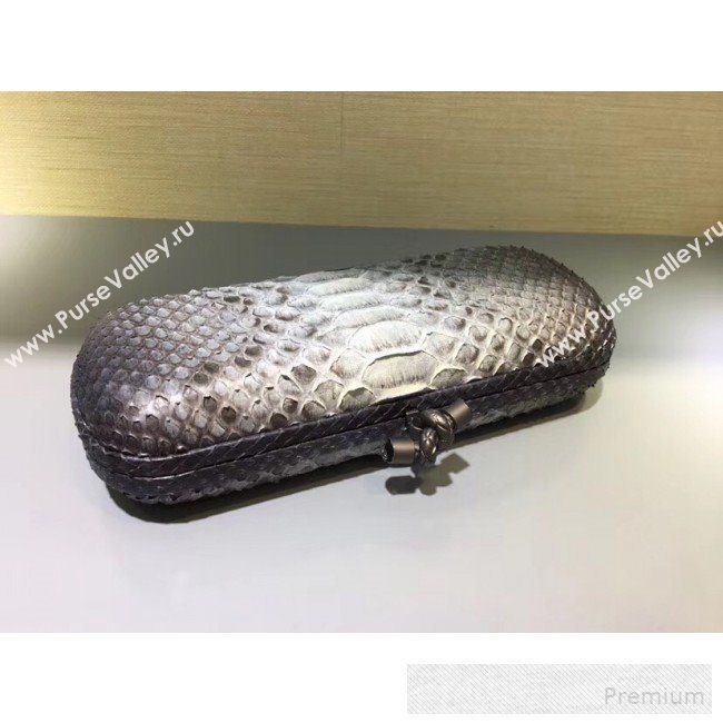 Bottega Veneta Large Snakeskin Woven Knot Clutch Grey/White (WT-9053118)