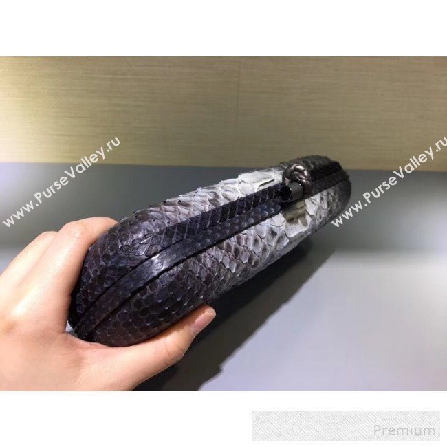 Bottega Veneta Large Snakeskin Woven Knot Clutch Grey/White (WT-9053118)