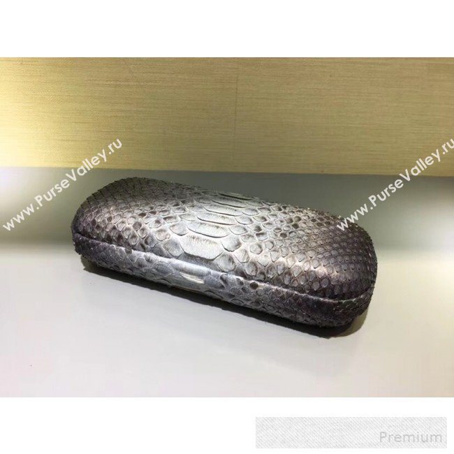 Bottega Veneta Large Snakeskin Woven Knot Clutch Grey/White (WT-9053118)