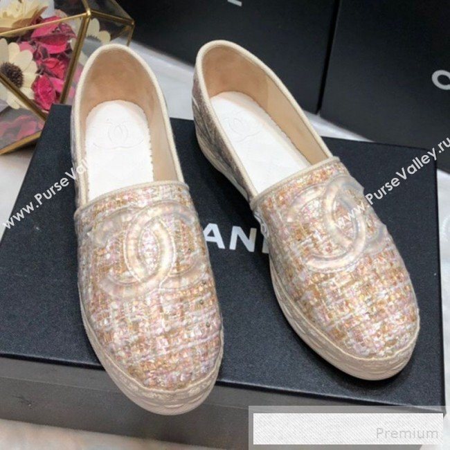 Chanel Tweed & PVC Espadrilles G34819 Beige 2019 (DLY-9060302)