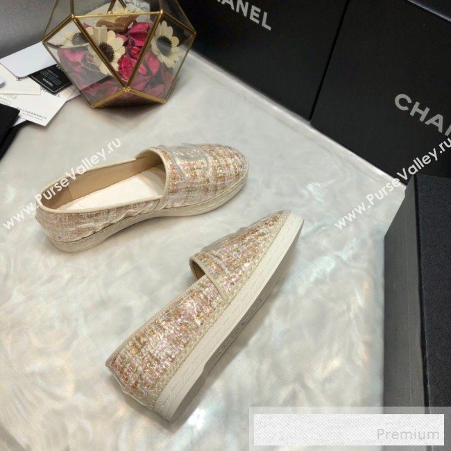 Chanel Tweed & PVC Espadrilles G34819 Beige 2019 (DLY-9060302)