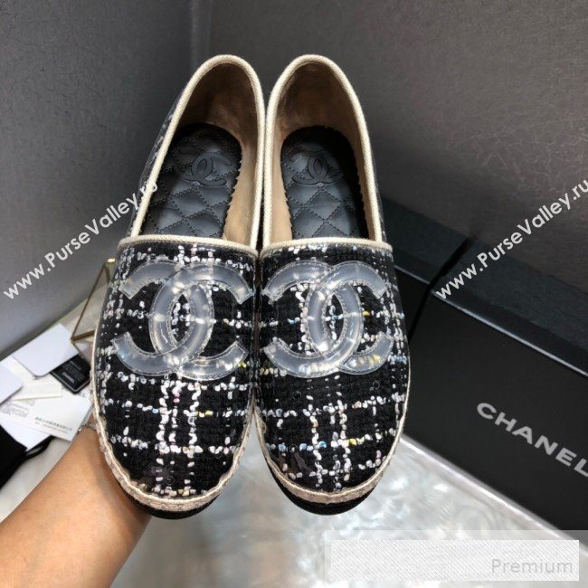 Chanel Tweed & PVC Espadrilles G34819 Black 2019 (DLY-9060305)
