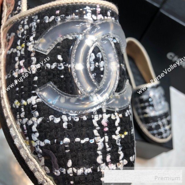 Chanel Tweed & PVC Espadrilles G34819 Black 2019 (DLY-9060305)