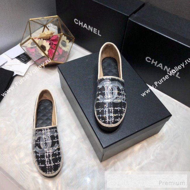 Chanel Tweed & PVC Espadrilles G34819 Black 2019 (DLY-9060305)