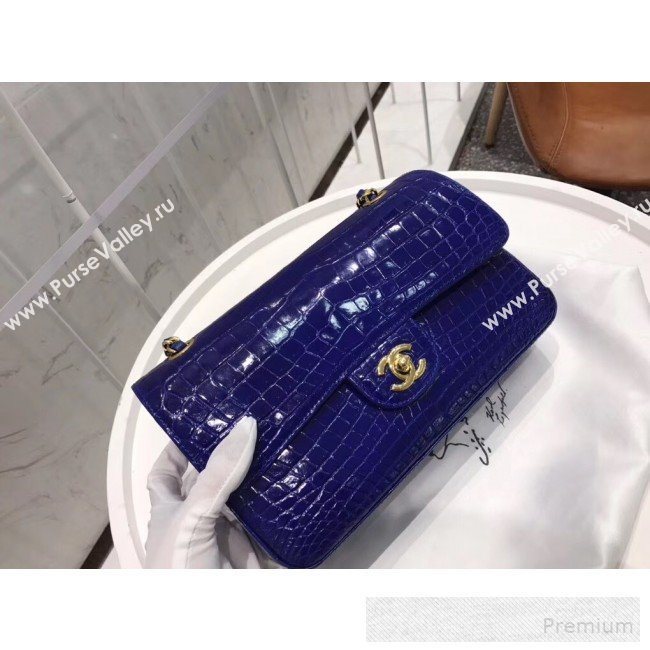 Chanel Alligator Skin Medium Classic Flap Bag Royal Blue (XIYOU-9060343)