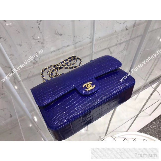 Chanel Alligator Skin Medium Classic Flap Bag Royal Blue (XIYOU-9060343)