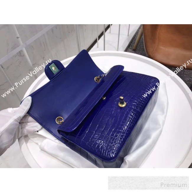 Chanel Alligator Skin Medium Classic Flap Bag Royal Blue (XIYOU-9060343)